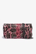 Rock Mirror Clutch - Women's purple leather clutch bag with studs and snakeskin effect