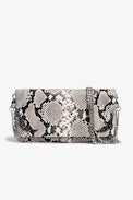 Borsa Rock Mirror - Pochette in pelle beige effetto pitone borchiata, donna