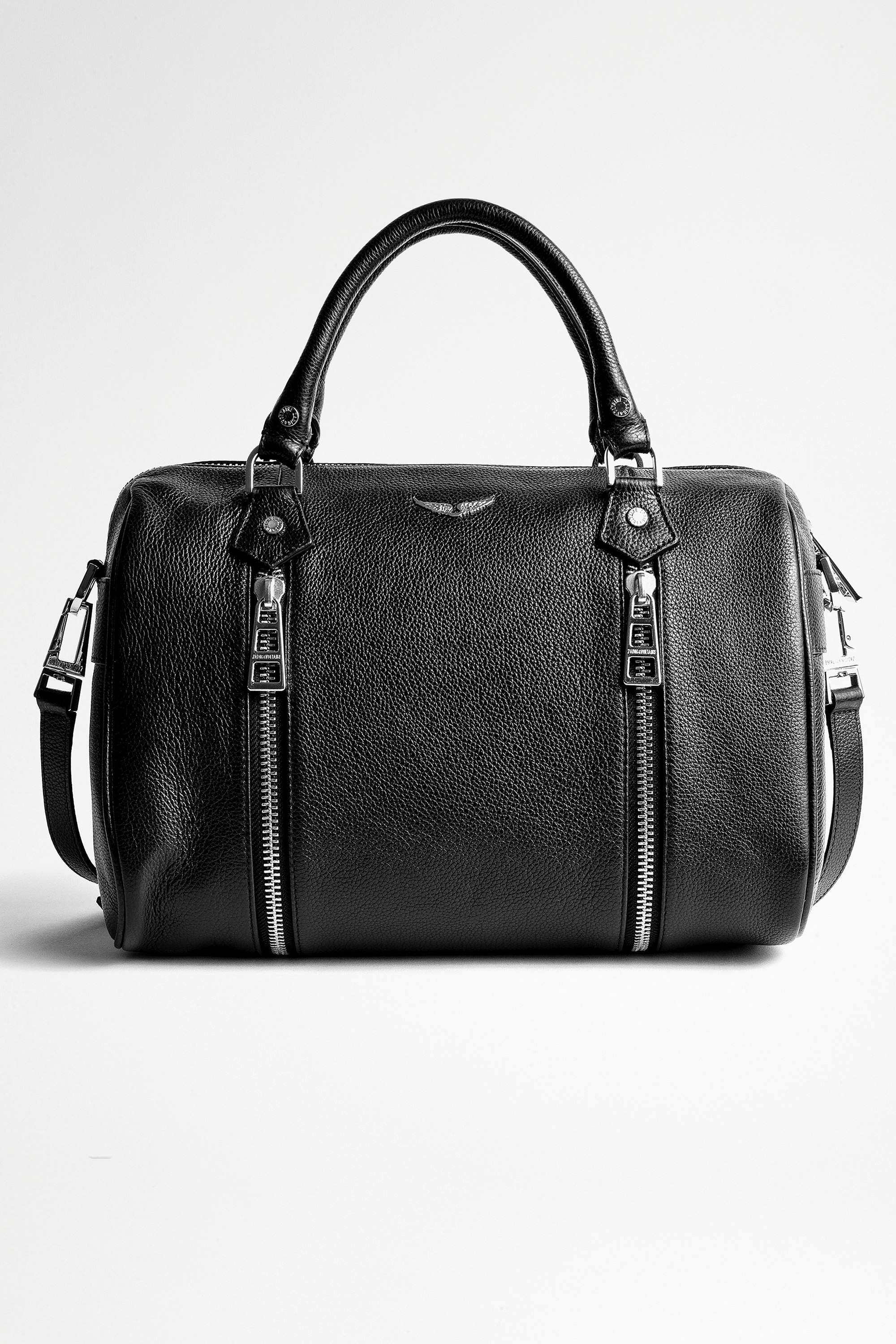 Tasche Sunny Medium - Ikonische Damen-Handtasche Sunny Medium aus schwarzem, genarbtem Leder.