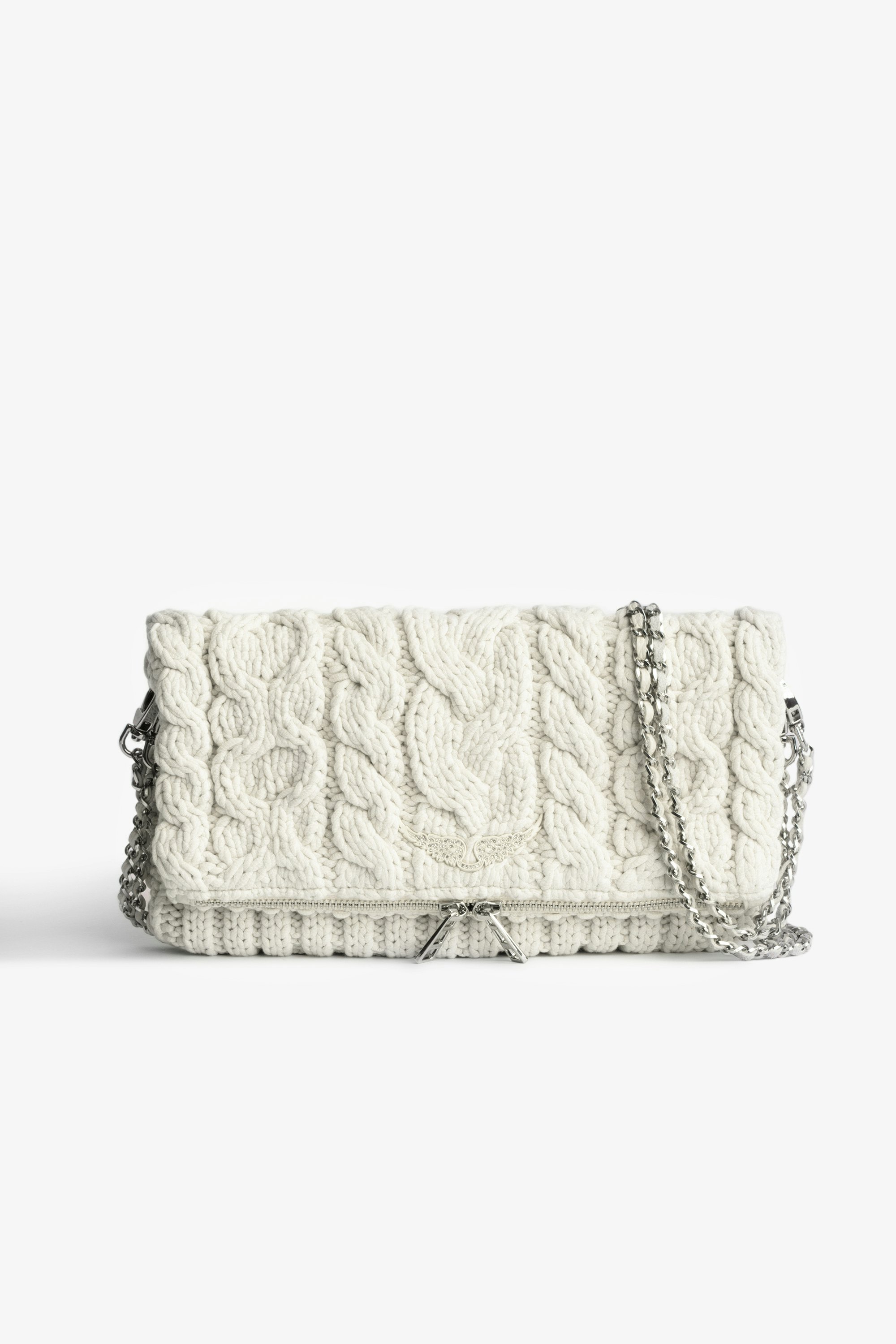Rock クラッチバッグ Women's ecru cotton knit clutch bag