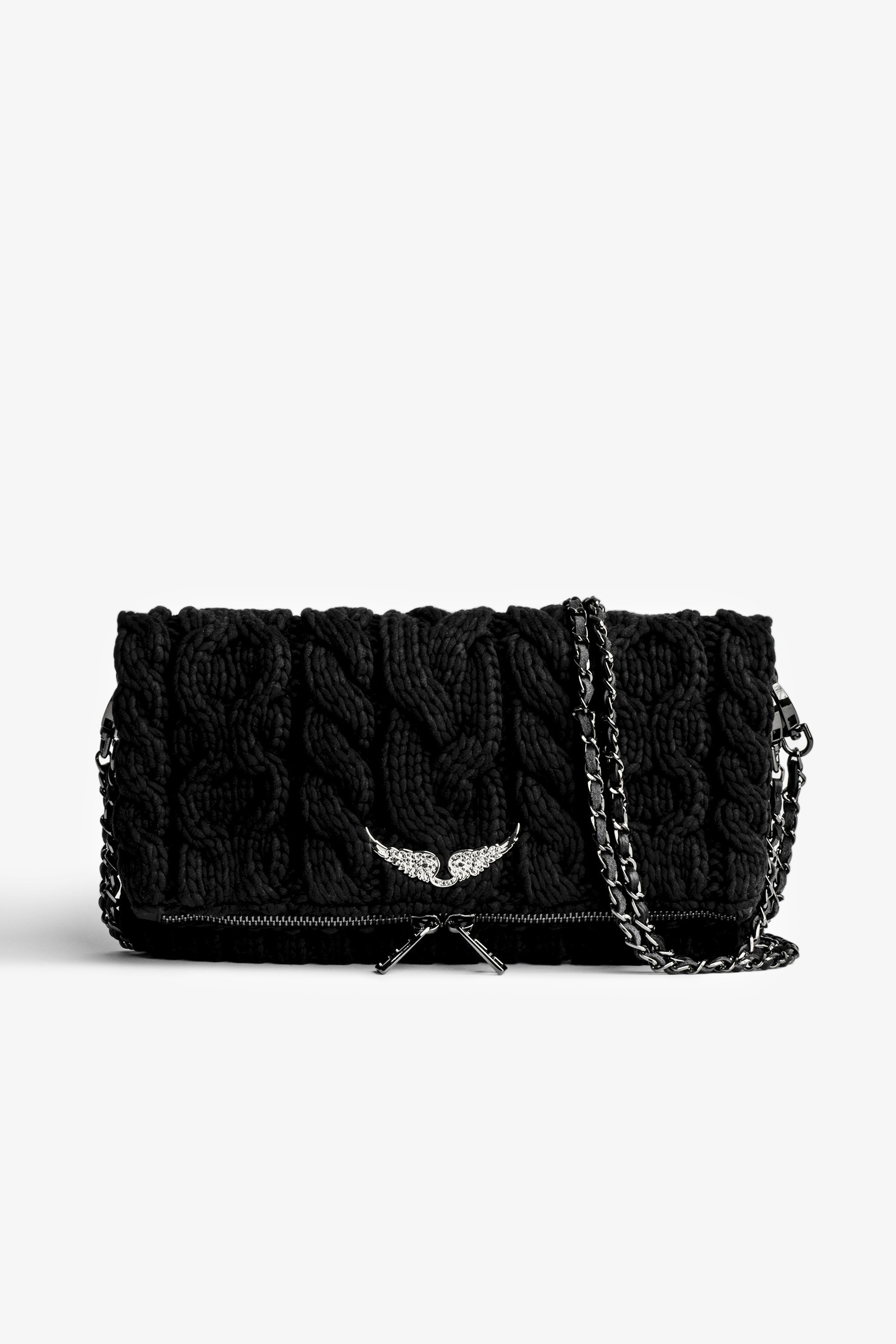 Rock Clutch Women's black knit cotton clutch bag