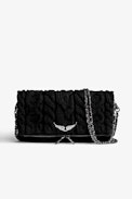 Knit Rock Clutch - Women's black knit cotton clutch bag