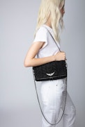 Knit Rock Clutch - Women's black knit cotton clutch bag