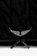 Knit Rock Clutch - Women's black knit cotton clutch bag