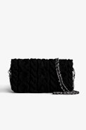 Knit Rock Clutch - Women's black knit cotton clutch bag