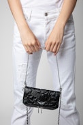 Rock Nano Clutch - Women’s Rock Nano clutch in black quilted leather with topstitched motifs