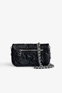 Rock Nano Clutch - Women’s Rock Nano clutch in black quilted leather with topstitched motifs