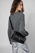 Borsa Rocky Rider - Borsa in pelle nera con borchie e tracolla donna