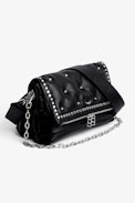 Borsa Rocky Rider - Borsa in pelle nera con borchie e tracolla donna