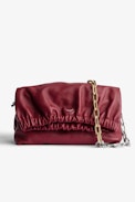 Rockyssime Bag - Women’s clutch bag in red smooth leather with two-tone metal chain