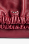 Rockyssime Bag - Women’s clutch bag in red smooth leather with two-tone metal chain