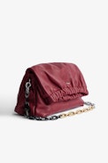 Rockyssime Bag - Women’s clutch bag in red smooth leather with two-tone metal chain