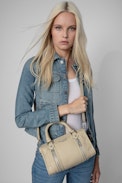 XS Sunny #2 Bag - Women’s small zipped bag in beige leather with a shoulder strap