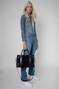 Sunny Medium #2 Bag - Women’s medium blue leather bag with a shoulder strap