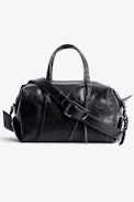 Le Cecilia Duffle Patchwork Bag - Women’s black leather zipped bag with handles and shoulder strap