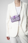 Borsa Kate Wallet - Piccola borsa in tela di cotone viola con inserti effetto pitone - Donna