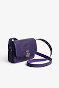 Bolso ZV Initiale Le Mini - Bolso ZV Initiale Le Mini de piel repujada efecto iguana violeta con solapa, cierre y bandolera para mujer