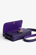 Bolso ZV Initiale Le Mini - Bolso ZV Initiale Le Mini de piel repujada efecto iguana violeta con solapa, cierre y bandolera para mujer