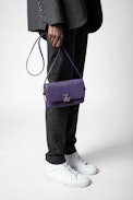 Bolso ZV Initiale Le Mini - Bolso ZV Initiale Le Mini de piel repujada efecto iguana violeta con solapa, cierre y bandolera para mujer