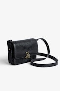 Le Mini ZV Initiale Bag - Women’s Le Mini ZV Initiale bag in black iguana-effect embossed leather with flap, clasp, and shoulder strap