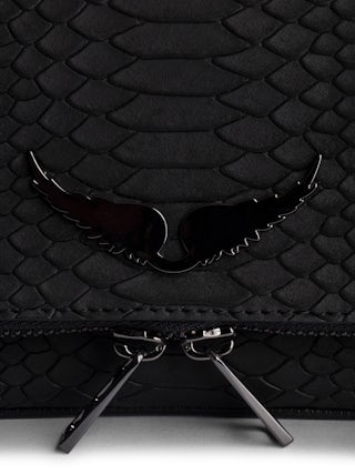 Nano Soft Savage Rock Clutch - Iconic Rock Nano clutch in black python-effect leather.