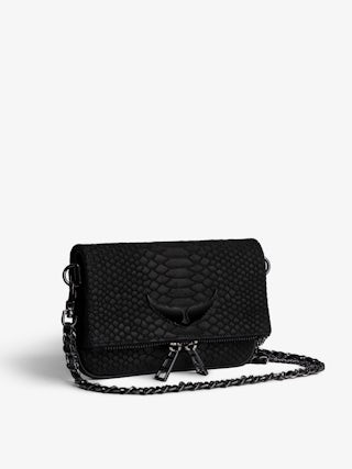 Nano Soft Savage Rock Clutch - Iconic Rock Nano clutch in black python-effect leather.