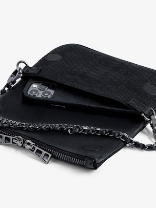 Nano Soft Savage Rock Clutch - Iconic Rock Nano clutch in black python-effect leather.
