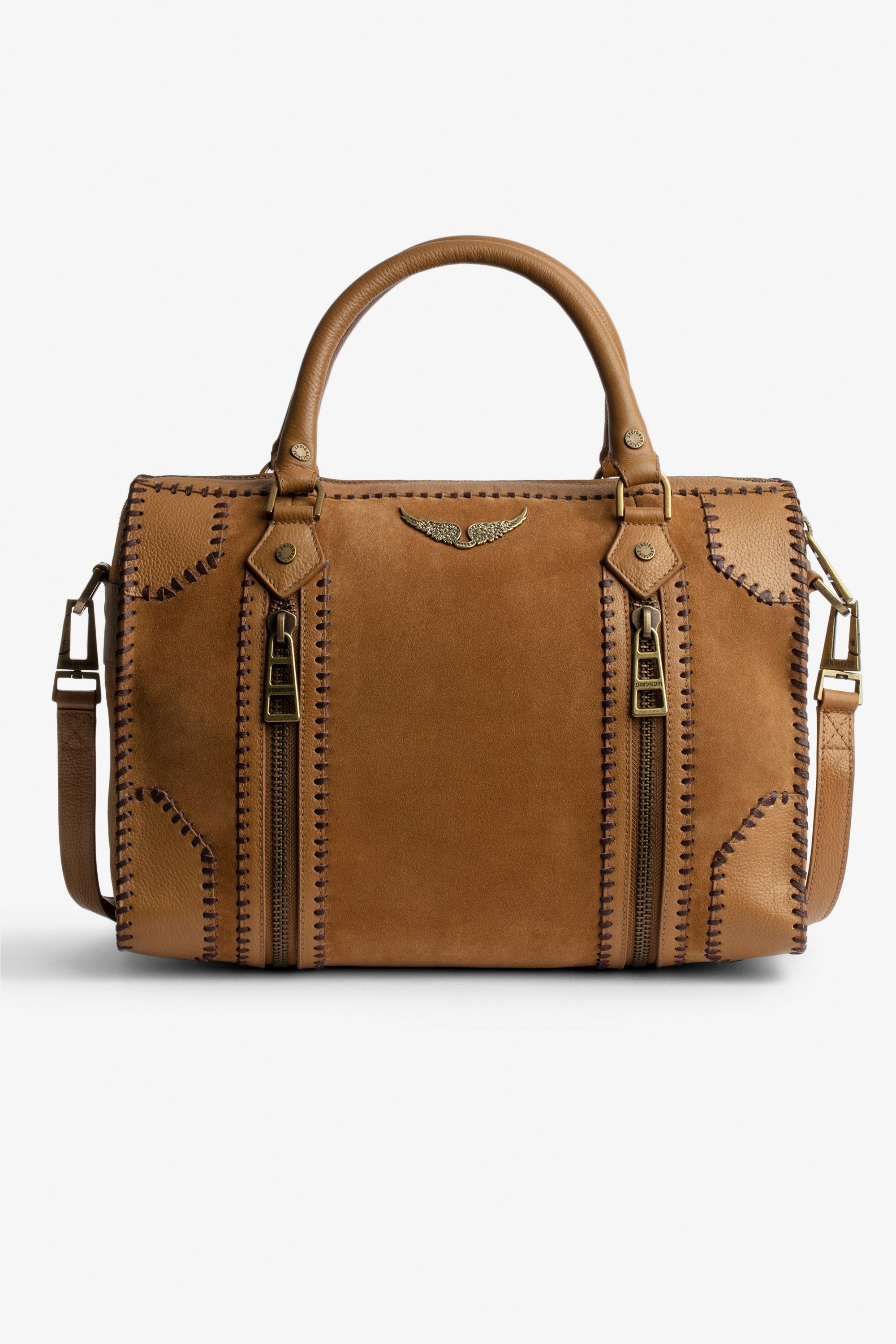 Sunny Medium #2 Bag Women's Voltaire camel suede bag with contrasting stitching and shoulder strap