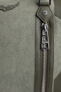 Sunny Medium #2 Bag - Women's Voltaire bag in khaki cotton canvas and leather with handle and shoulder strap