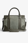Sunny Medium #2 Bag - Women's Voltaire bag in khaki cotton canvas and leather with handle and shoulder strap