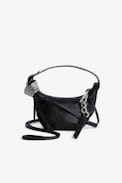 Le Cecilia Mini Bag  - Women’s Le Cecilia bag in black vegetable-tanned leather with Swarovski® crystal-embellished shoulder strap.
