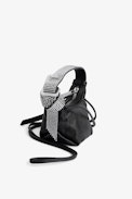 Le Cecilia Mini Bag  - Women’s Le Cecilia bag in black vegetable-tanned leather with Swarovski® crystal-embellished shoulder strap.