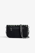 Rock Nano Suede Tag Diamanté Clutch - Women’s small black suede clutch with Swarovski® rhinestones tags.