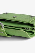 Kate Wallet Glossy Wild Bag - Women’s green iguana-effect patent leather mini bag with metal chain.