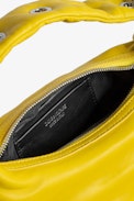 Borsa Le Cecilia XS Obsession - Piccola borsa in pelle liscia gialla con tracolla e fibbia in metallo a C da donna.