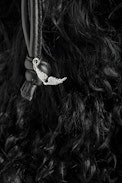 Rock To Go Frenzy Shearling Bag - Women’s small bucket bag in black shearling with drawstring and shoulder strap.
