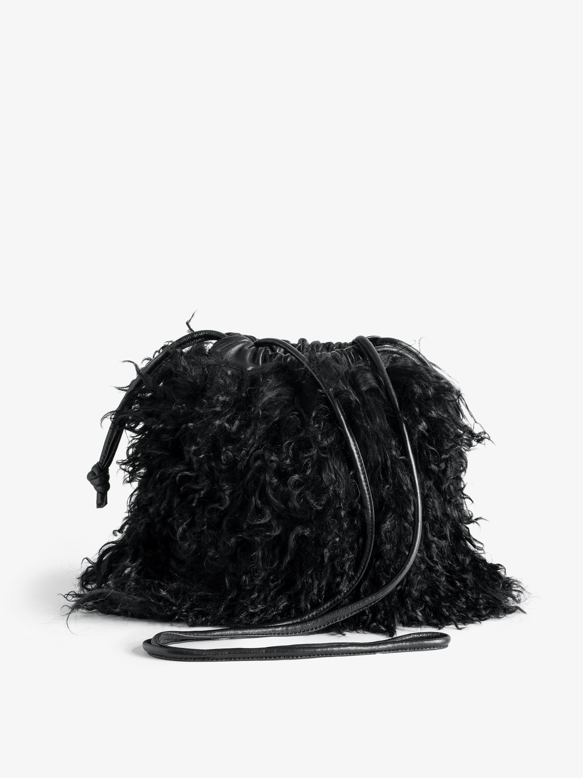 Rock To Go Frenzy Shearling Bag - Small bucket bag in leather with drawstring and shoulder strap.