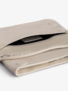 Clutch Rock Eternal - Women’s white smooth leather clutch with tied shoulder strap, chain and wings.