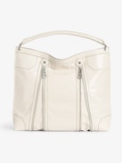 Sunny Hobo Bag - Vintage-effect patent leather hobo bag with handle and signature wings.