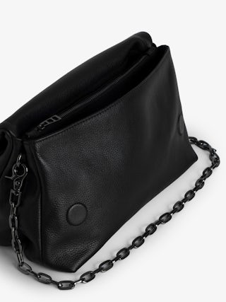 Rocky Bag - Grained leather bag with chain, shoulder strap and embossed wing signature.