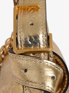 Le Cecilia XS Bag - Small metallic gold leather bag with crinkle effect, shoulder strap and metal C buckle.