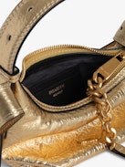 Le Cecilia XS Bag - Small metallic gold leather bag with crinkle effect, shoulder strap and metal C buckle.