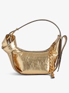 Le Cecilia XS Bag - Small metallic gold leather bag with crinkle effect, shoulder strap and metal C buckle.