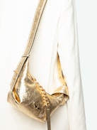 Le Cecilia XS Bag - Small metallic gold leather bag with crinkle effect, shoulder strap and metal C buckle.