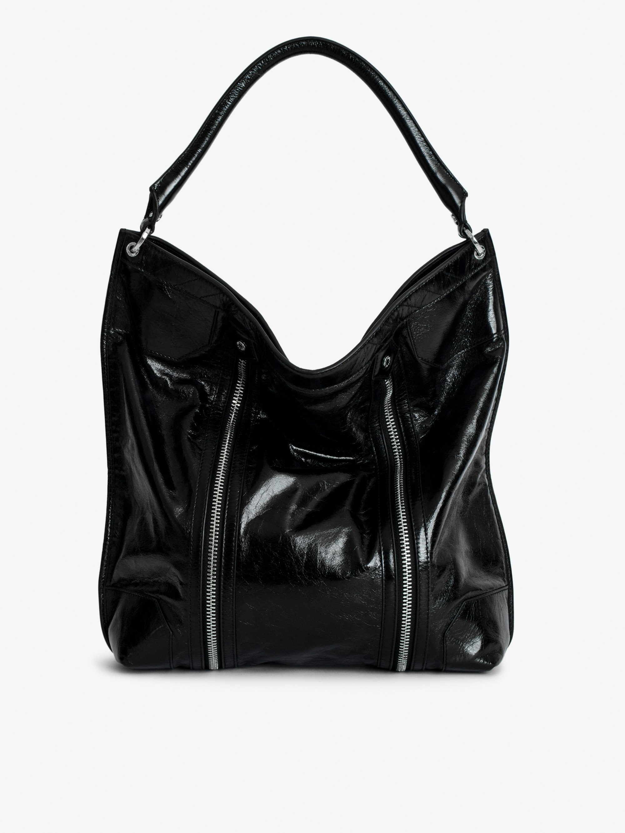 ZADIG & VOLTAIRE サニホホハック LWBA038430 NOIR Sunny Hobo Bag Black Vintage Patent Leather | Zadig&Voltaire
