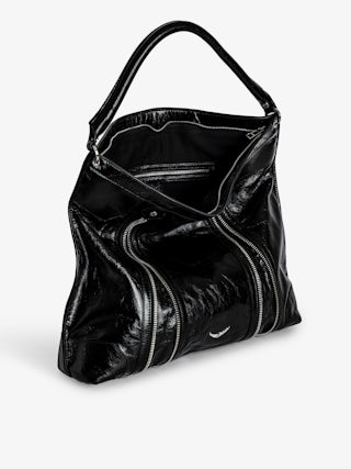 Sunny Hobo Vintage Patent Bag - Patent leather hobo bag with vintage effect and wing signature.