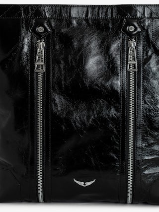 Sunny Hobo Vintage Patent Bag - Patent leather hobo bag with vintage effect and wing signature.