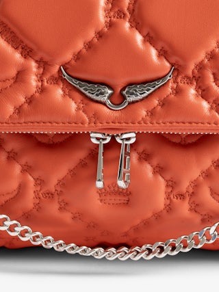 Rocky II XL Quilted Monogram Bag - Smooth quilted leather bag with monogram shoulder strap, chain, and signature wings.