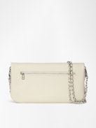 Pochette Rock - Pochette aus genarbtem Leder mit doppelter Kette aus Leder und Metall und mit Strass verzierten Flügeln.