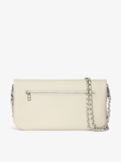 Bolso de mano Rock - Bolso de mano de cuero granulado con doble cadena de cuero y metal y alas adornadas con strass.